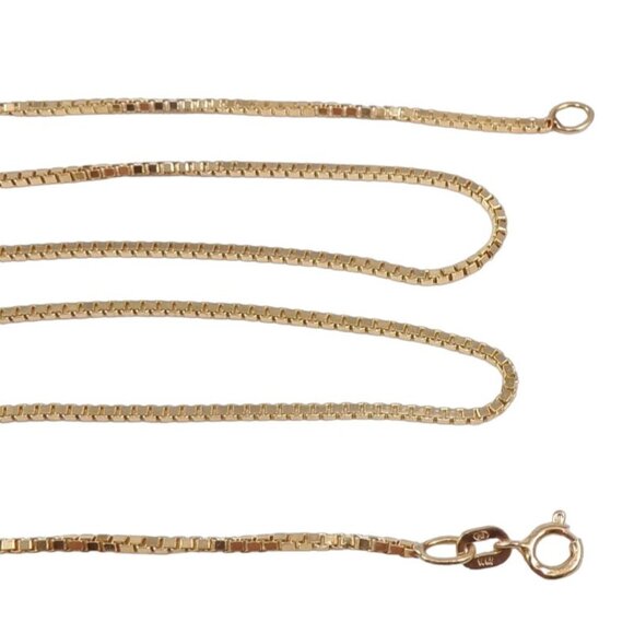 Solid 14K Yellow Gold Box Chain Link Necklace 18.5" 1mm